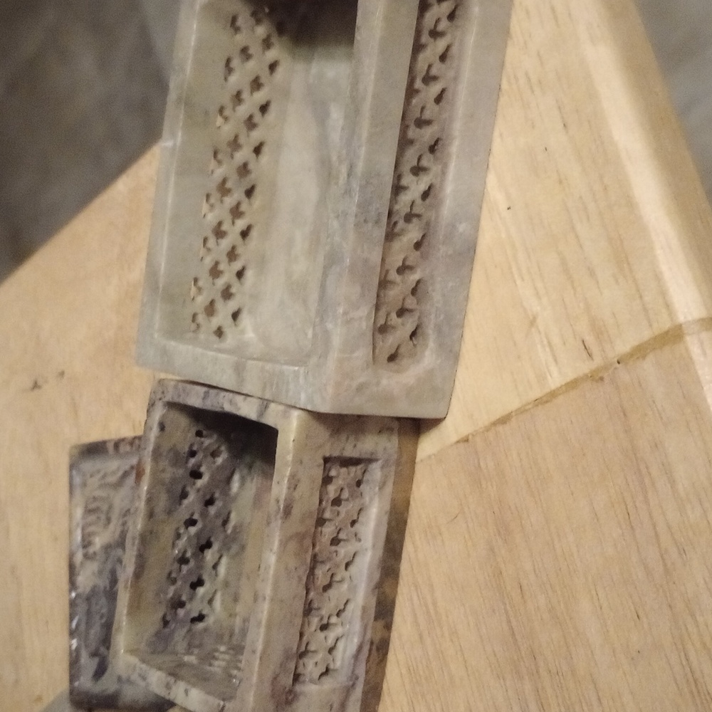 Set of Carved Stone Boxes with Elephant Design - Picture 7 of 7